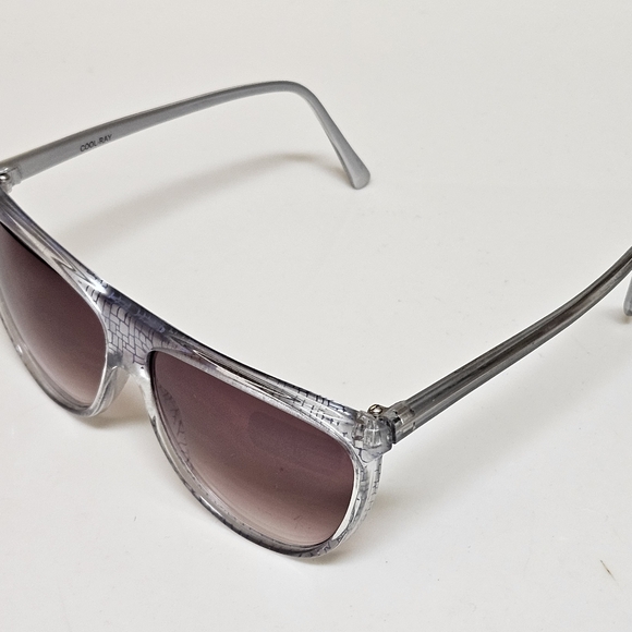 Vintage Cool-Ray Sunglasses Flat Top Silver Patterned Brown Gradient Lenses - Picture 4 of 13